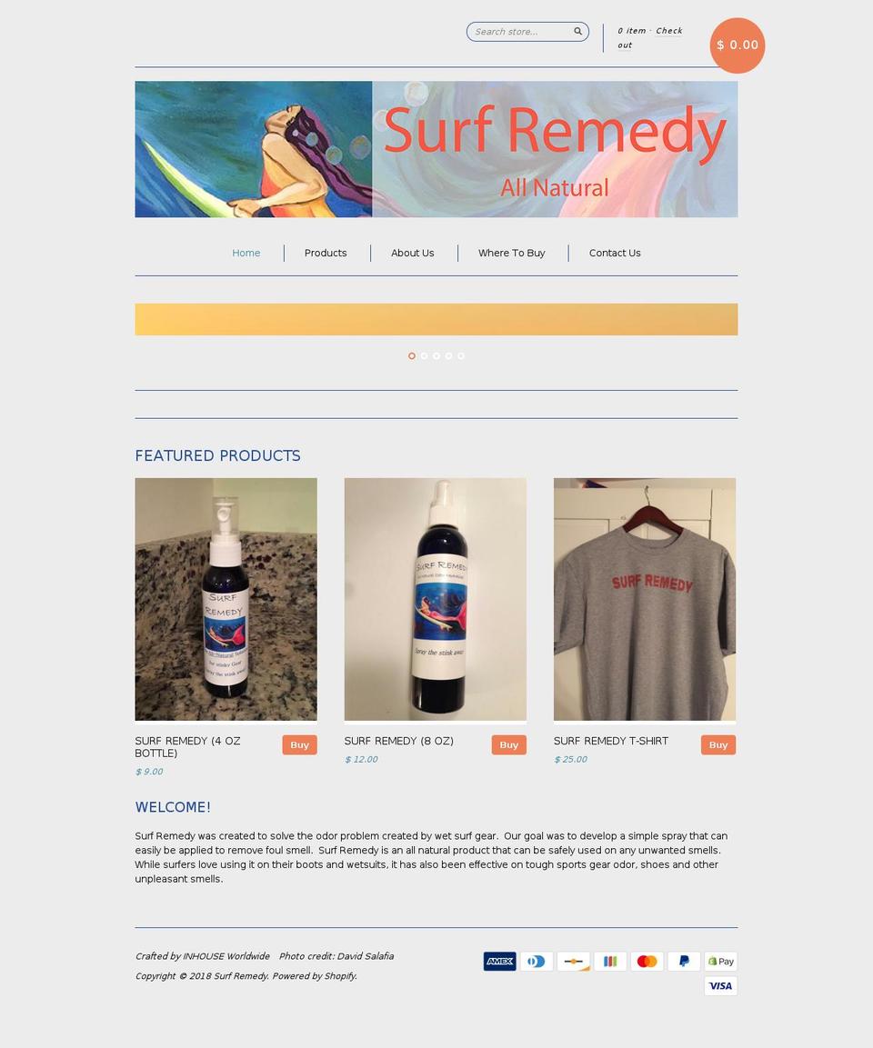 surfremedy.com shopify website screenshot