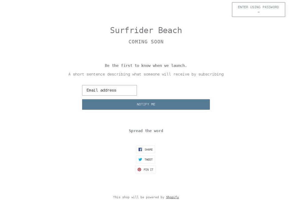 surfrider-beach.myshopify.com shopify website screenshot