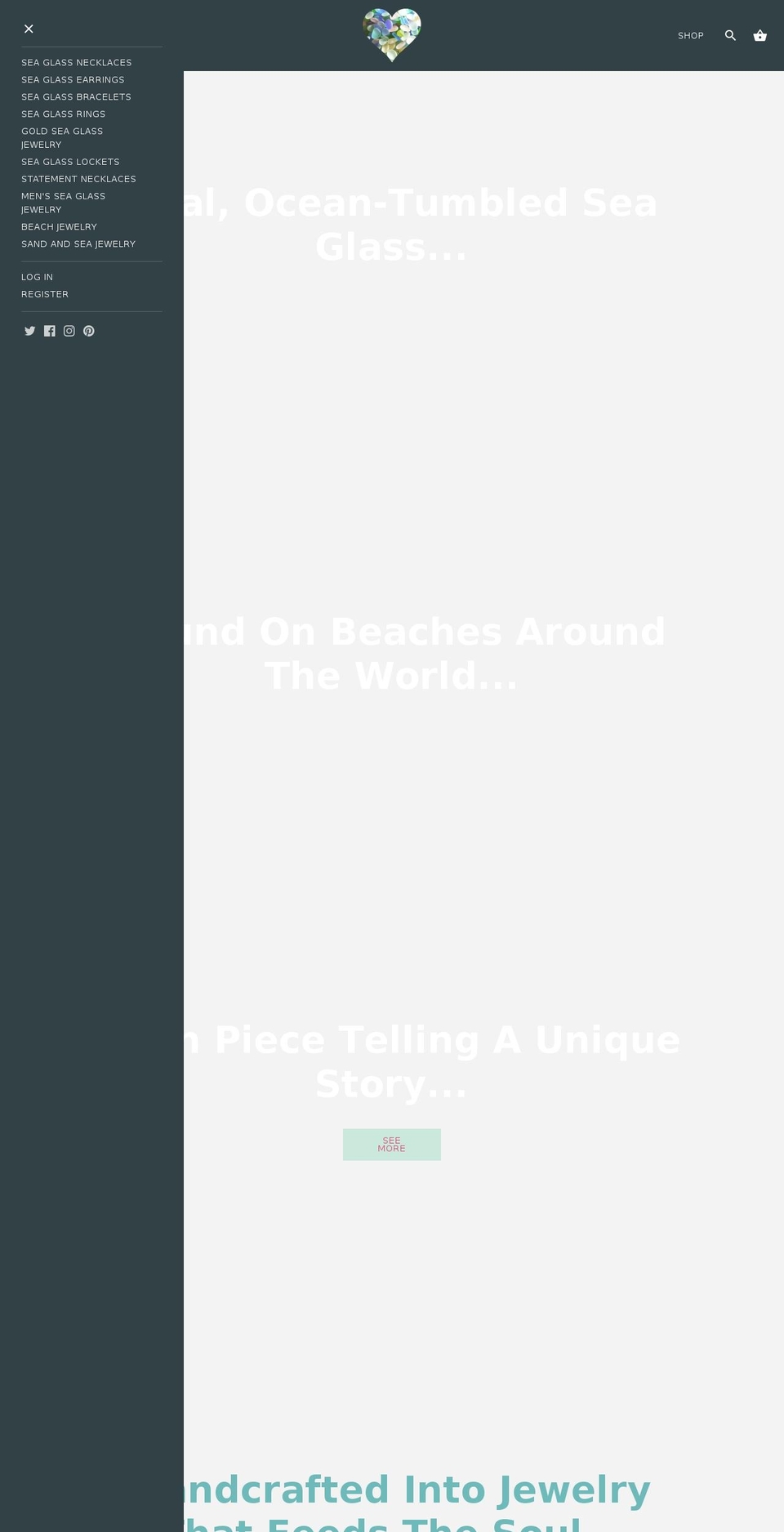 surfsideseaglassjewelry.com — Shopify storefront screenshot