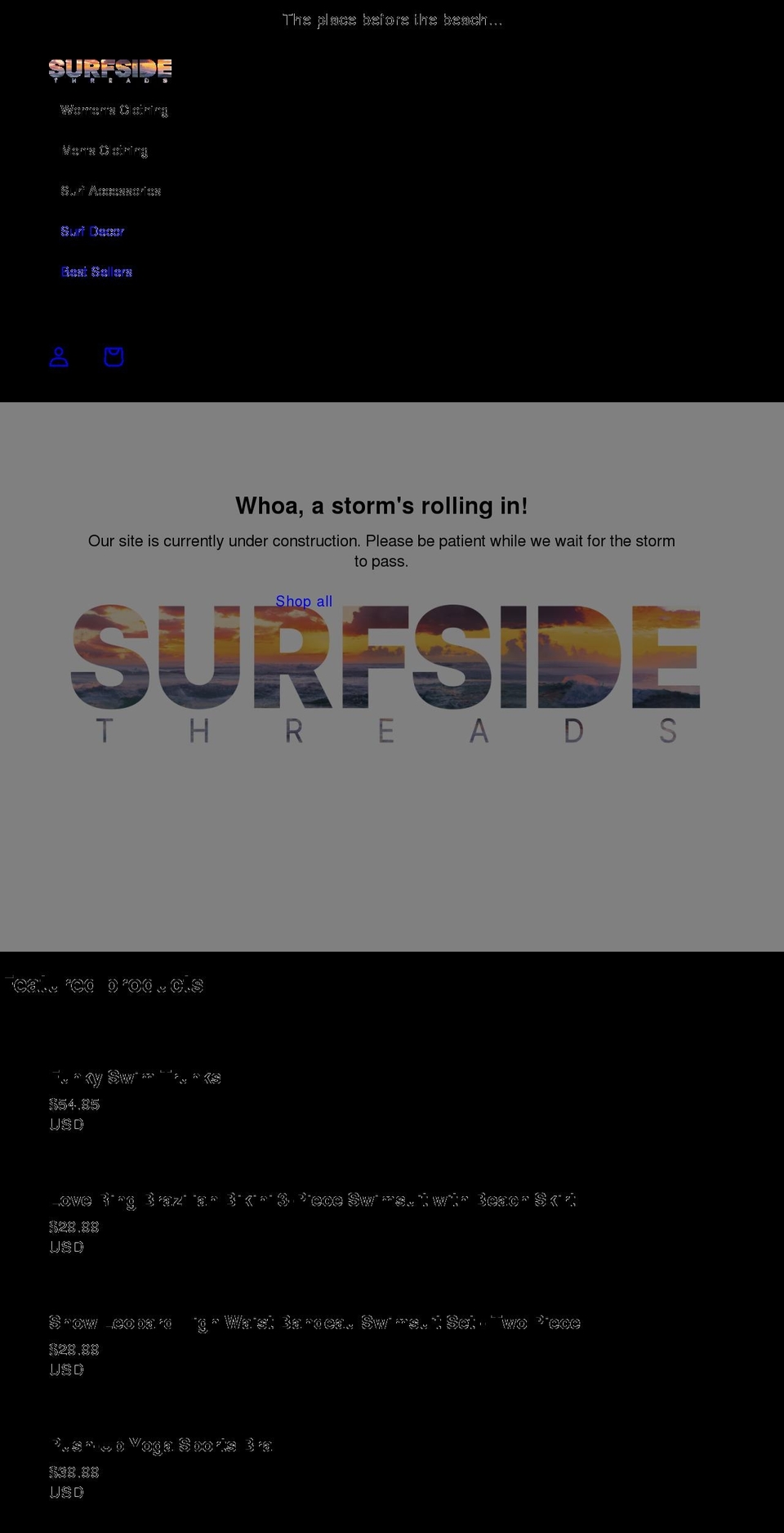 surfsidethreads.com shopify website screenshot