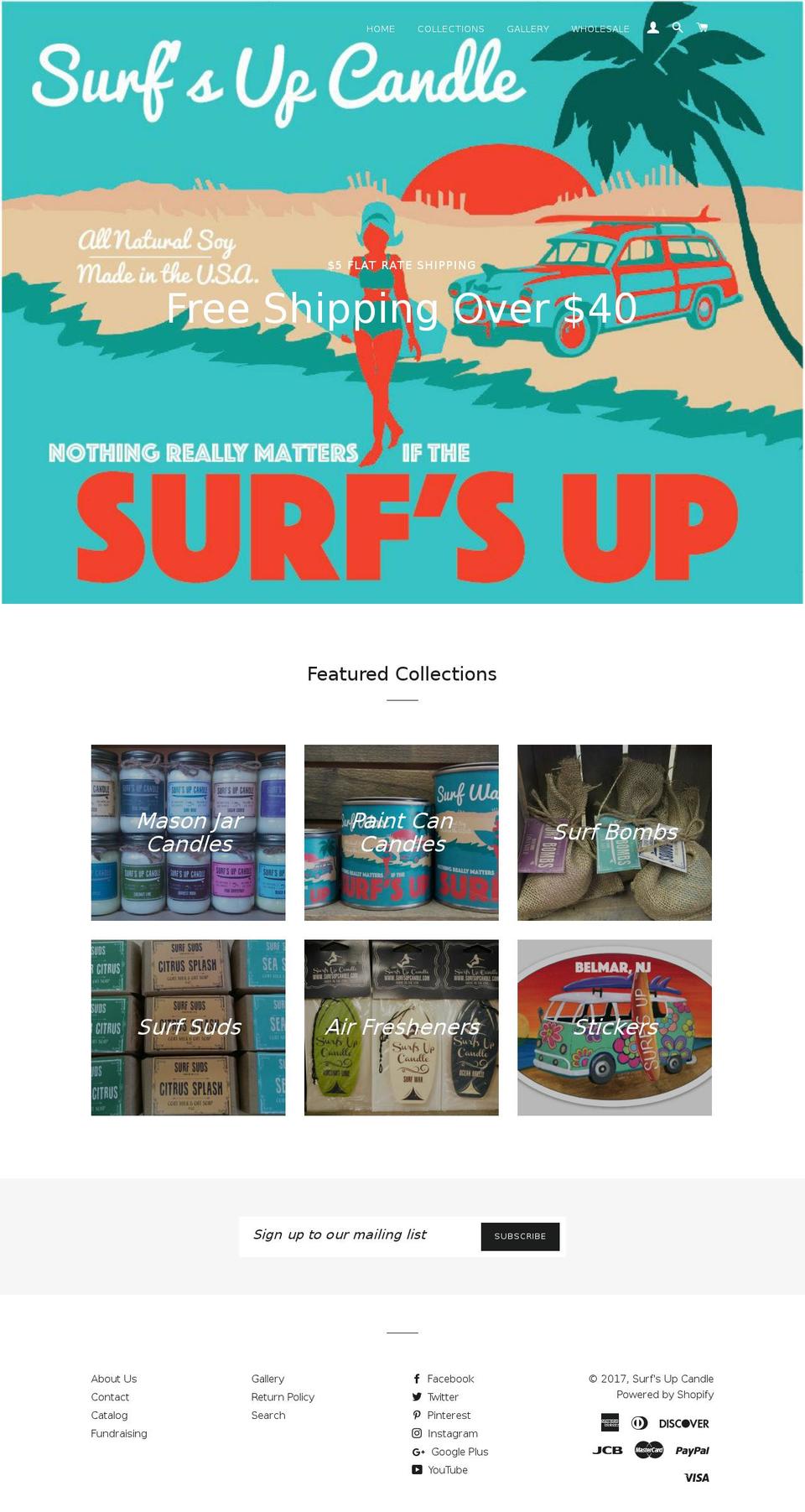 surfsupcandle.com shopify website screenshot