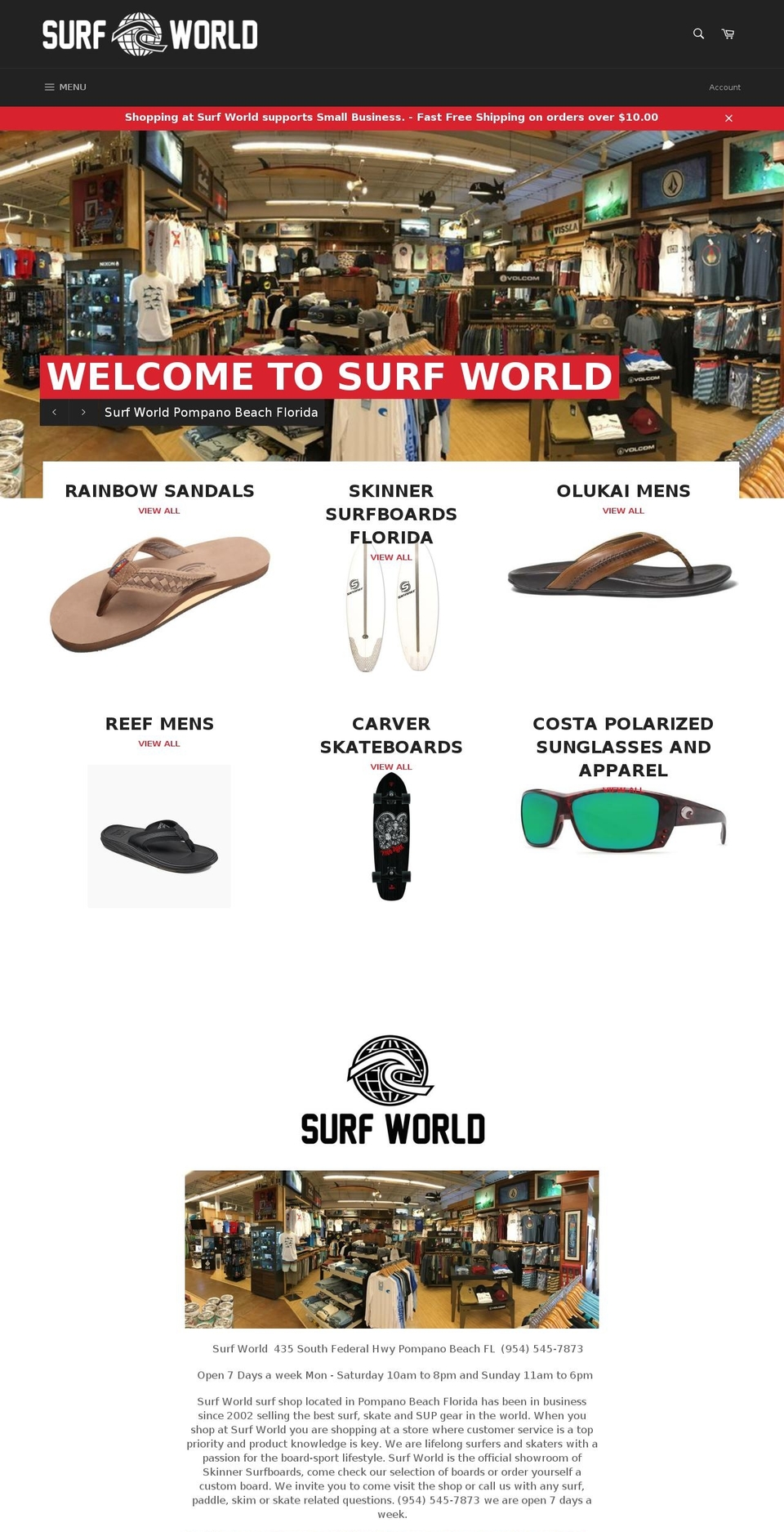 surfworld.org shopify website screenshot