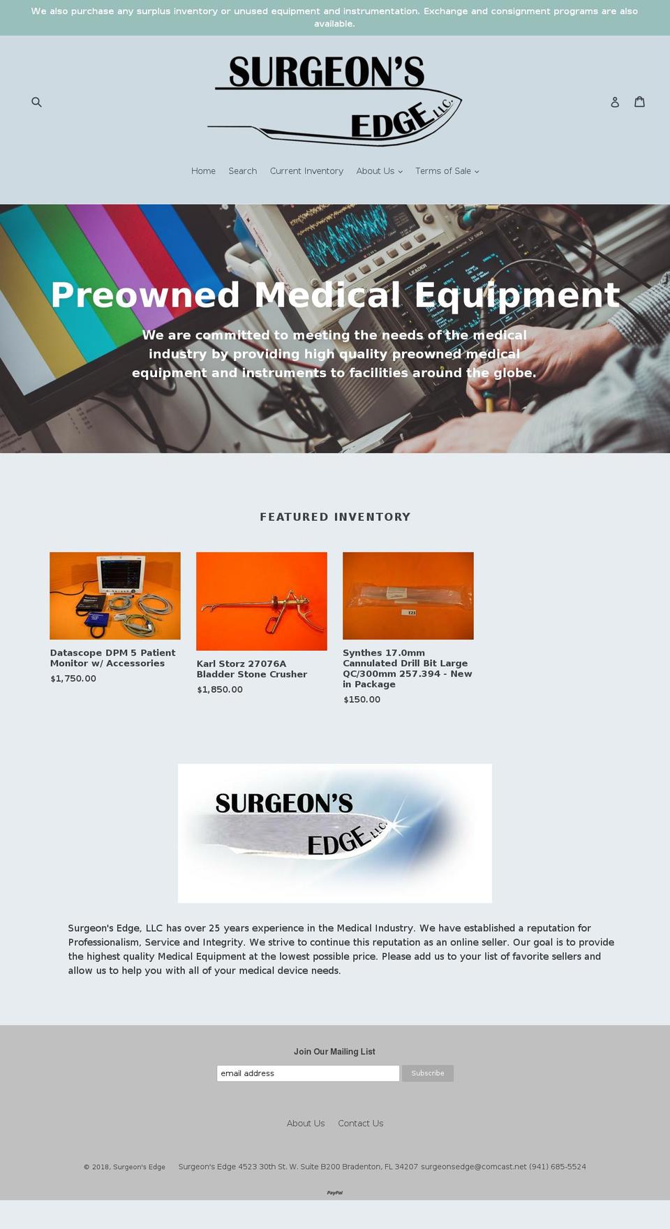 surgeonsedge.net shopify website screenshot
