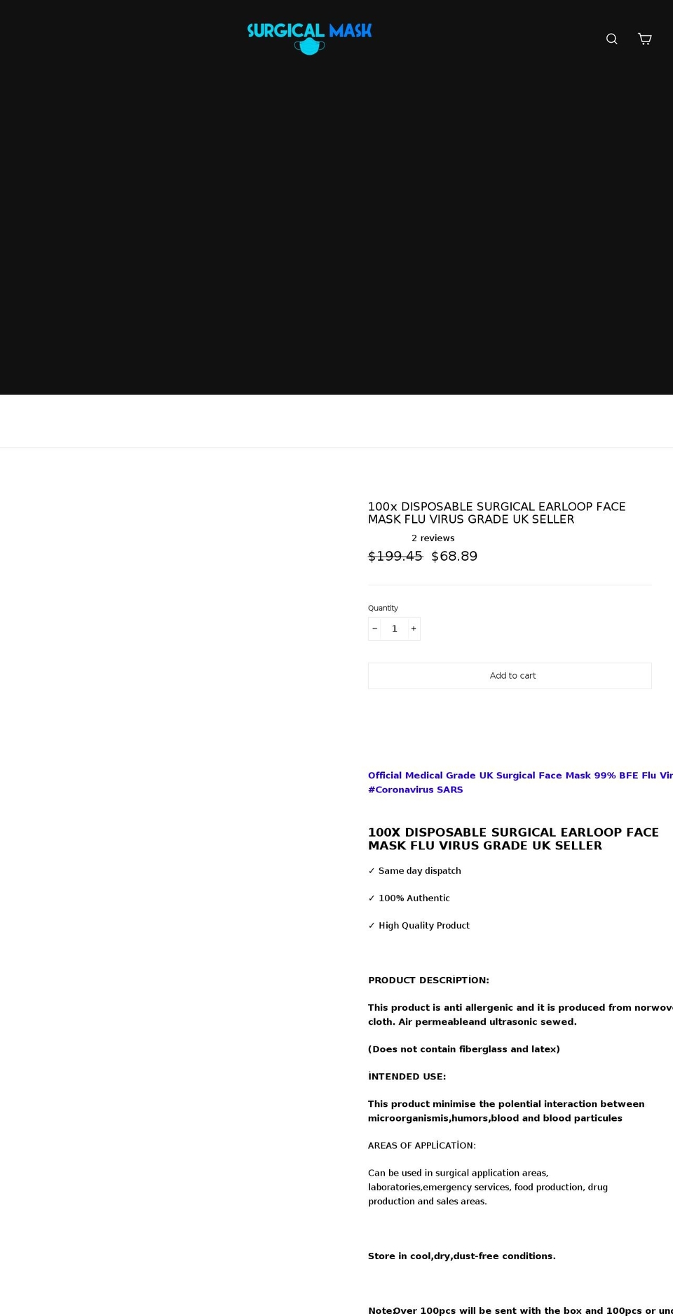 surgicalmaskstore.myshopify.com shopify website screenshot