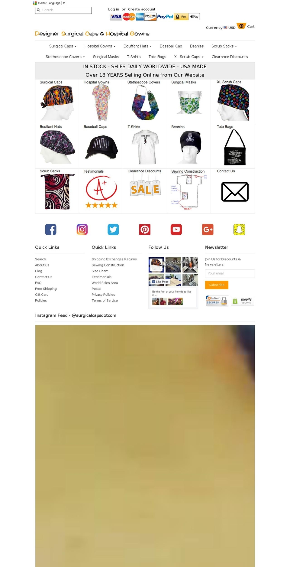 surgicalsacks.biz shopify website screenshot