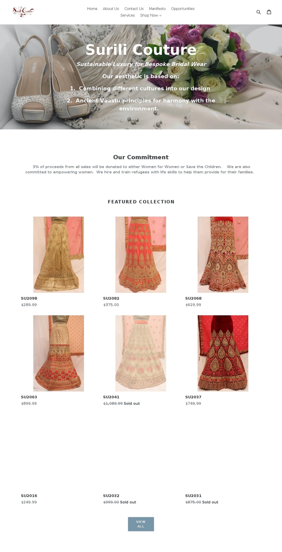 surilicouture.com — Shopify storefront screenshot