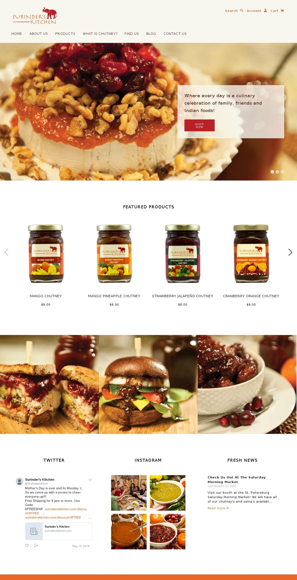 surinderskitchen.com shopify website screenshot