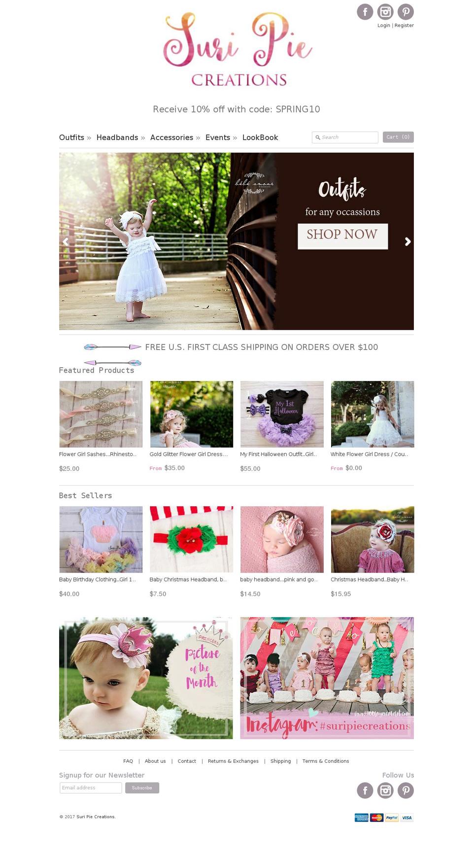 suripiecreations.com shopify website screenshot