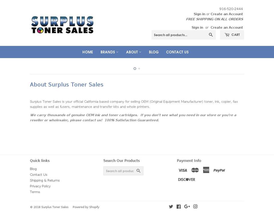 surplustonersales.com — Shopify storefront screenshot