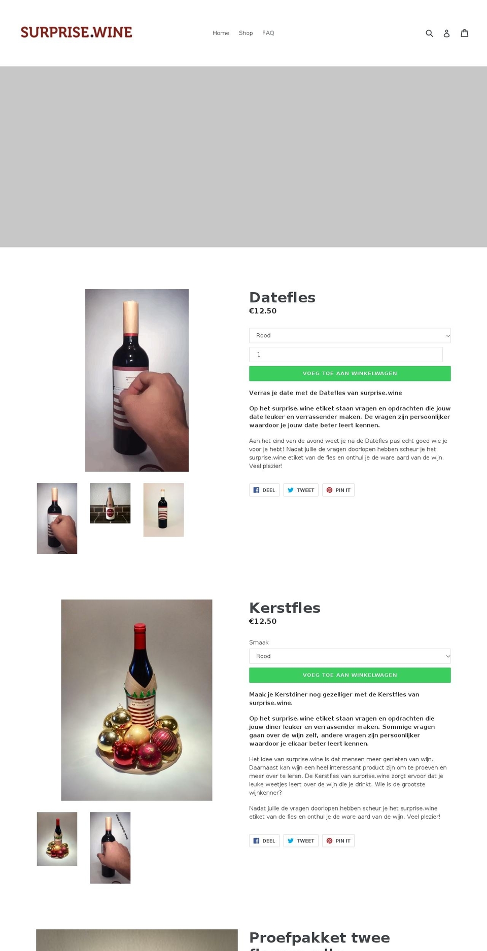 surprise.wine shopify website screenshot