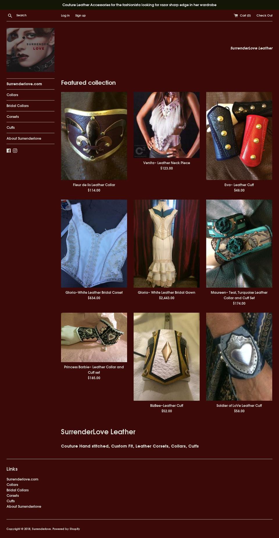 surrenderlove.com — Shopify storefront screenshot
