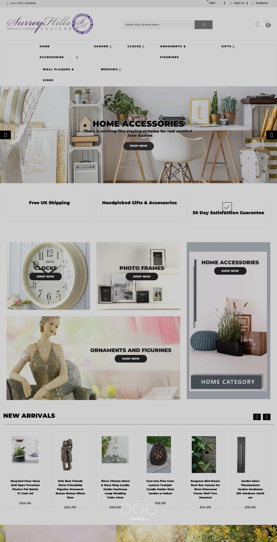 surreyhillsdesigns.com shopify website screenshot