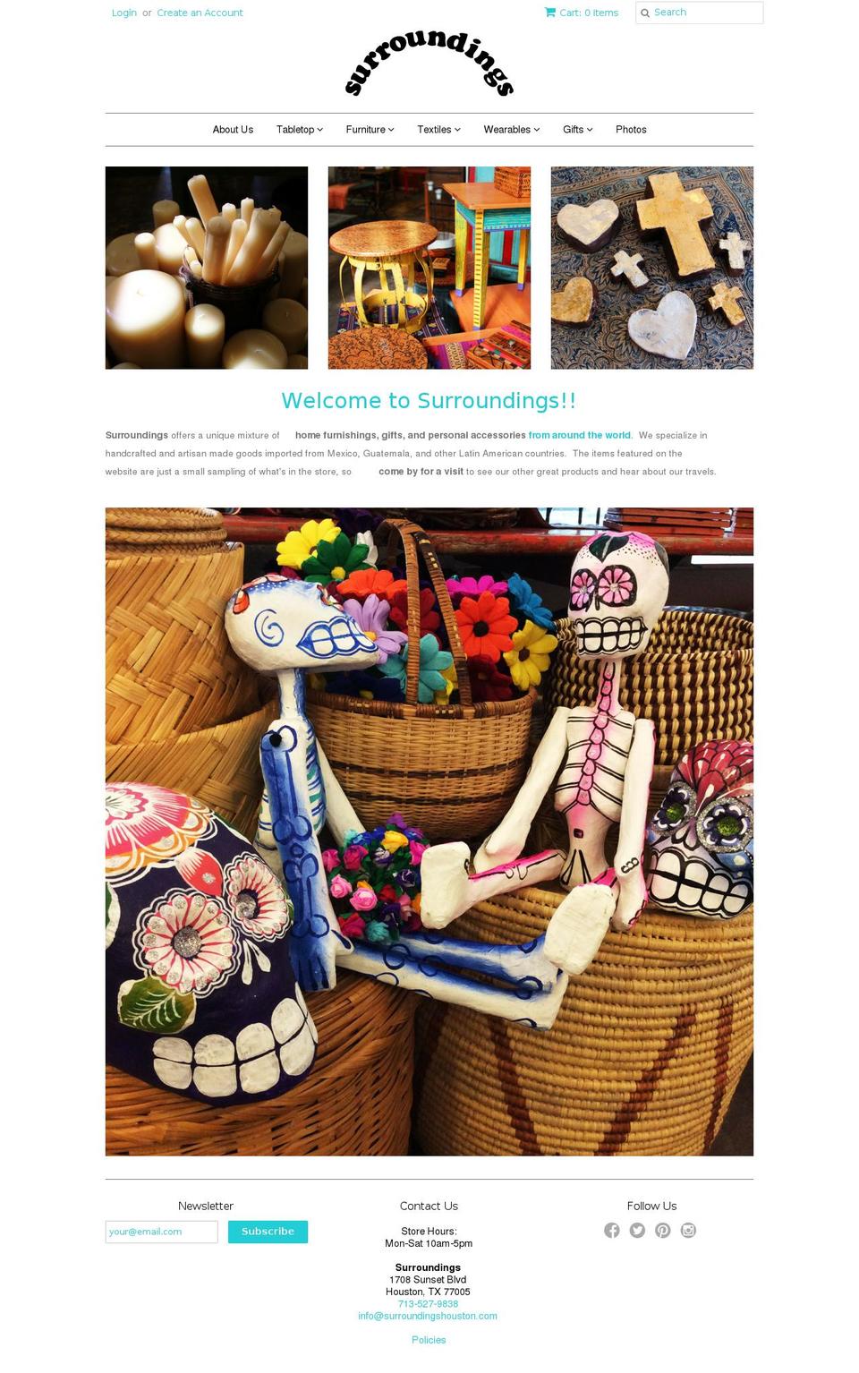 surroundingshouston.com shopify website screenshot