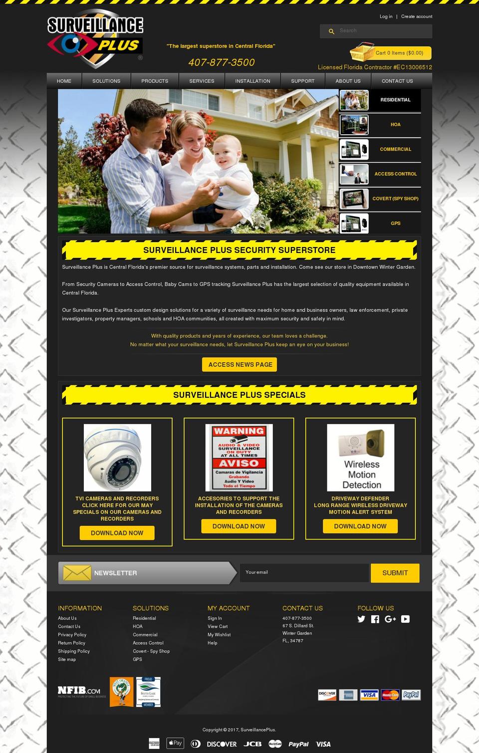 surveillanceplus.com shopify website screenshot