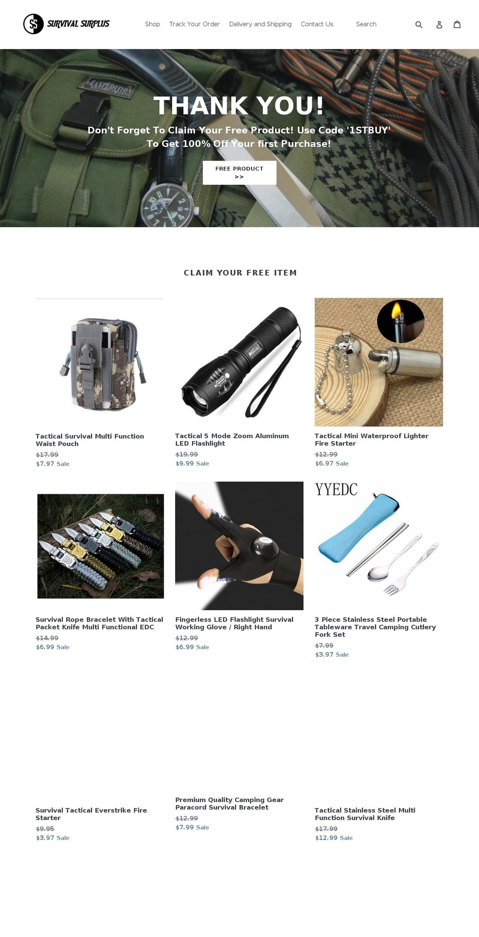 survival-surplus.com — Shopify storefront screenshot