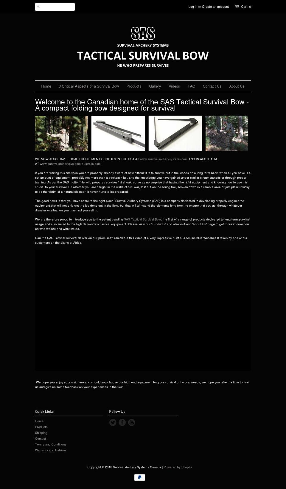 survivalarcherysystems.ca shopify website screenshot