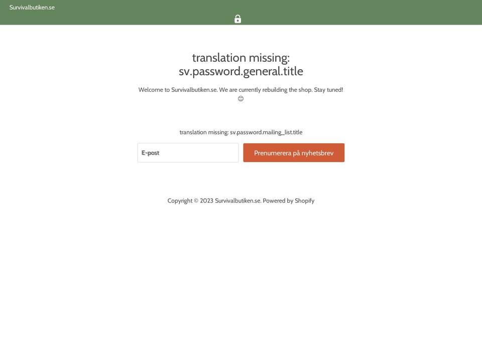 survivalbutiken.se shopify website screenshot