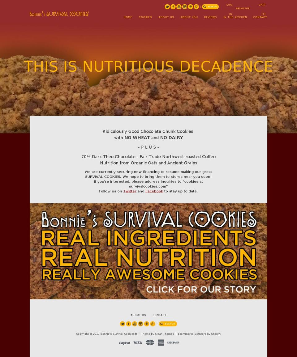 survivalcookie.com shopify website screenshot