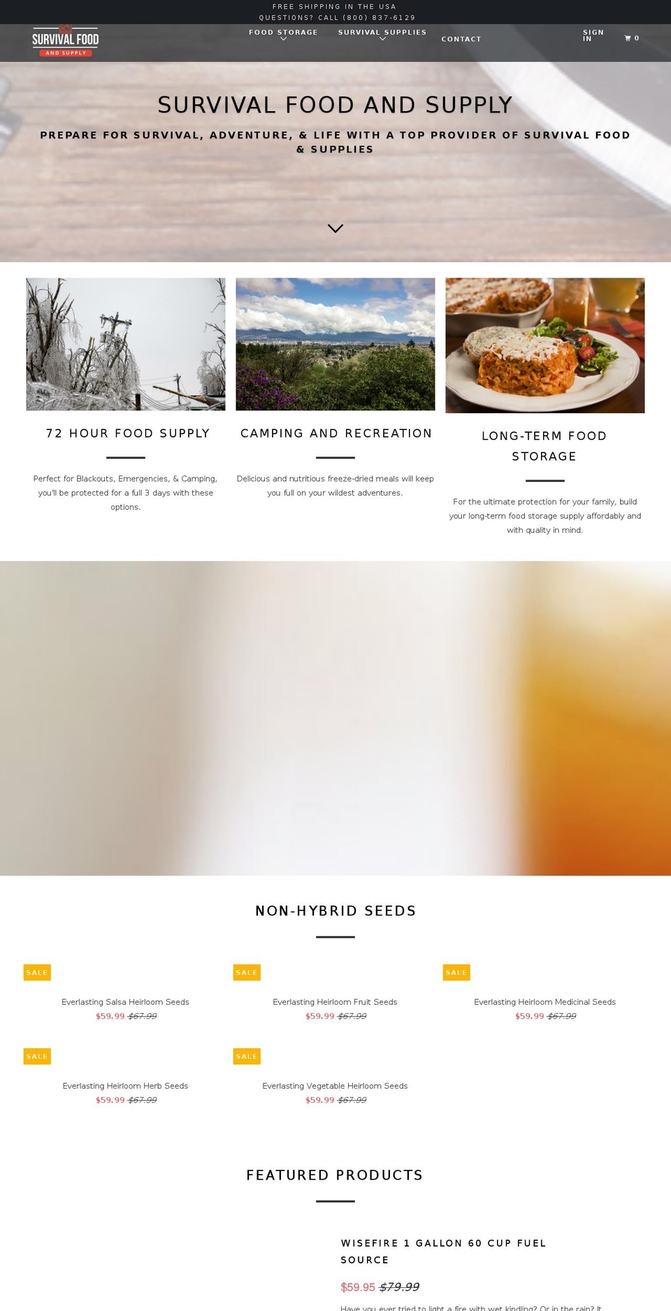 survivalfoodandsupply.com shopify website screenshot