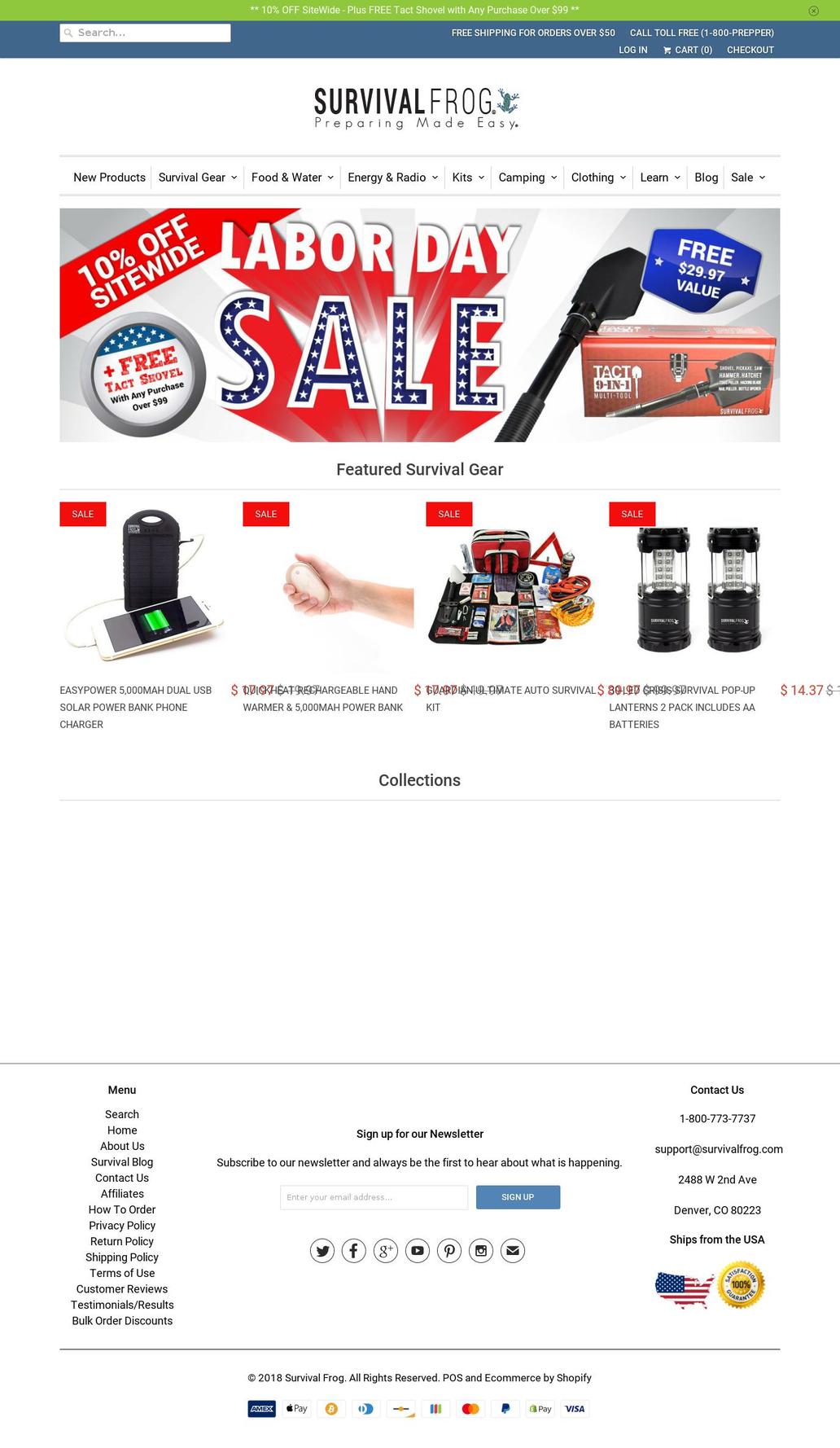 survivalfrog.net shopify website screenshot