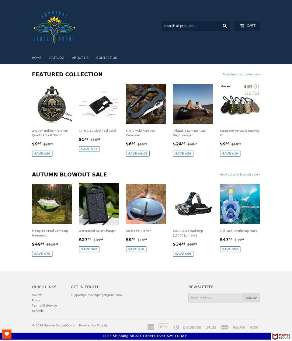 survivalgadgetgurus.com — Shopify storefront screenshot