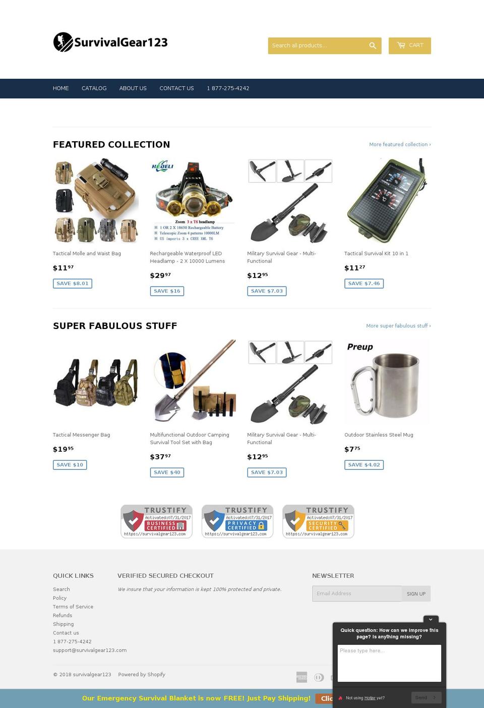 survivalgear123.com — Shopify storefront screenshot