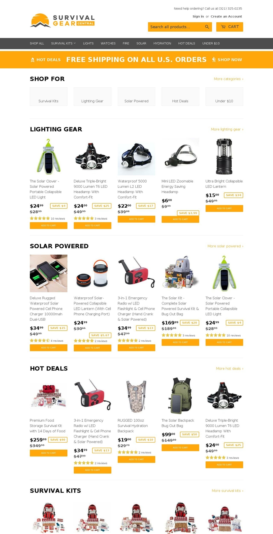 survivalgearcentral.com — Shopify storefront screenshot