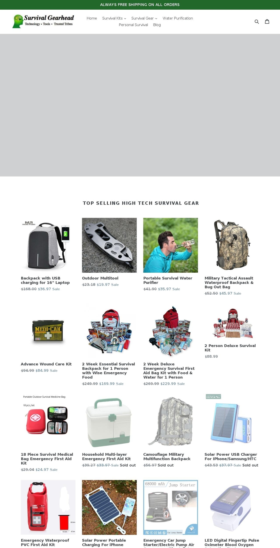 survivalgearhead.com — Shopify storefront screenshot