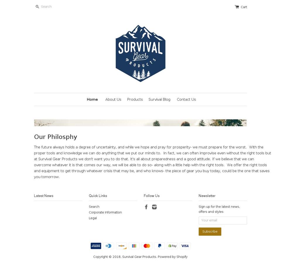 survivalgearproducts.com — Shopify storefront screenshot