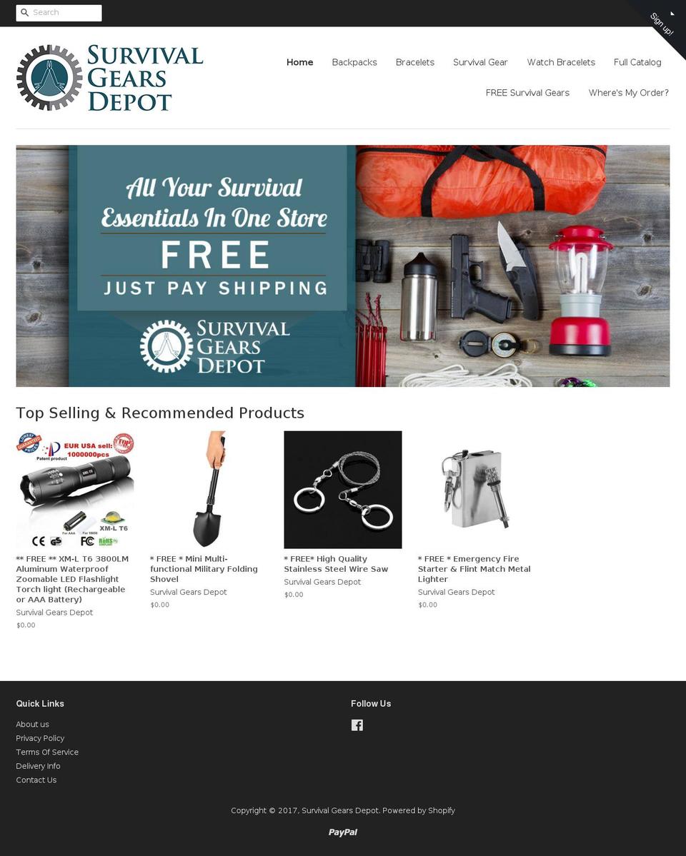 survivalgearsdepot.com shopify website screenshot