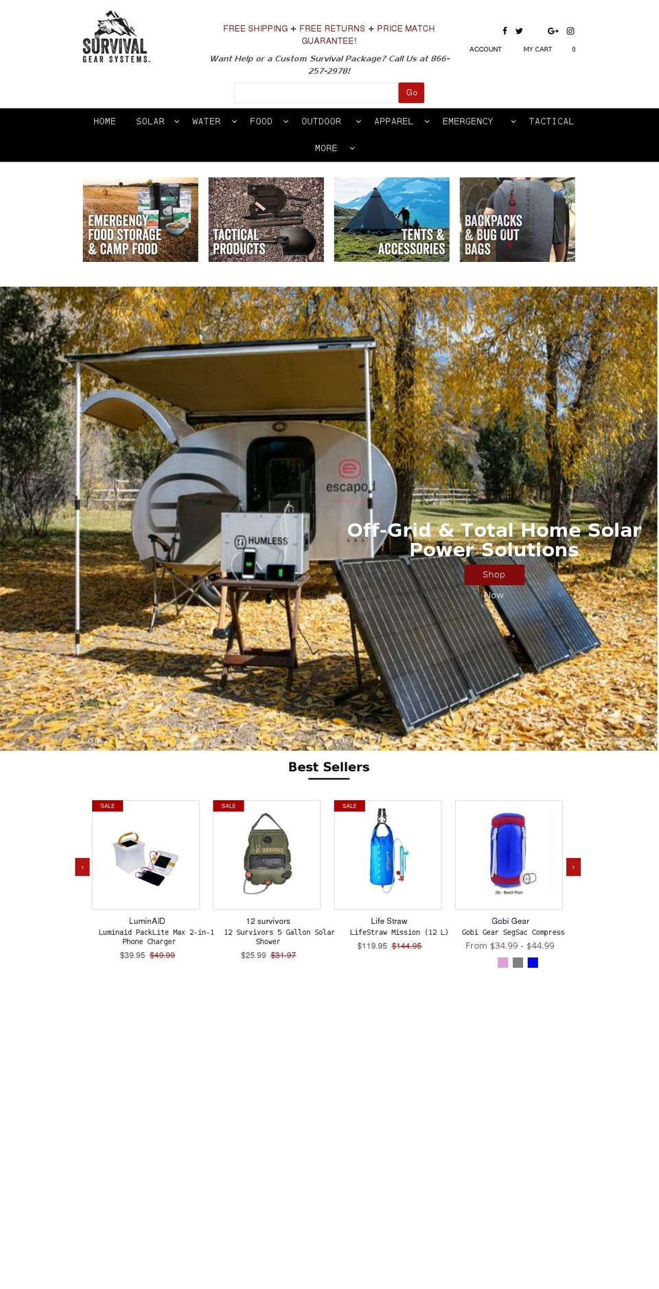 survivalgearsystems.com — Shopify storefront screenshot