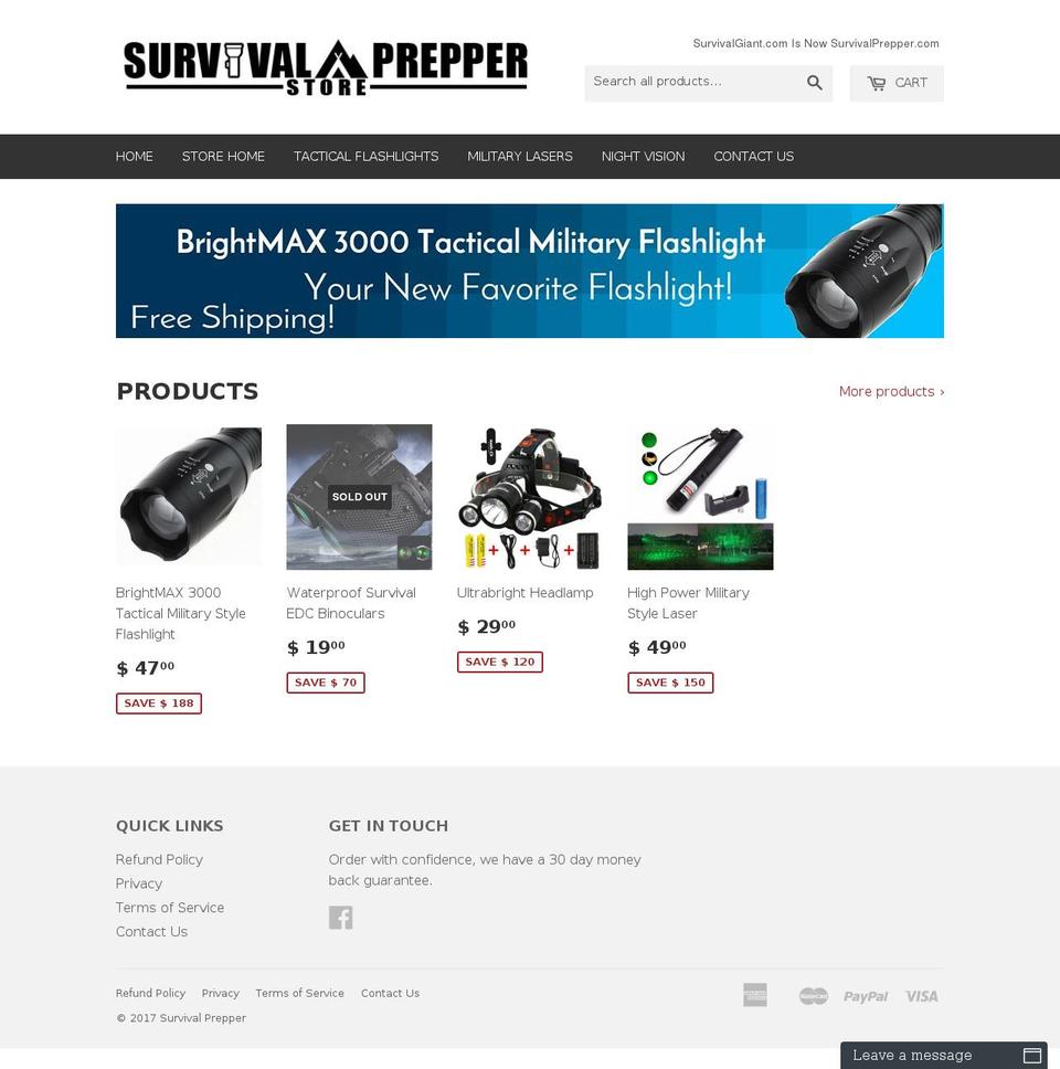 survivalgiant.com shopify website screenshot