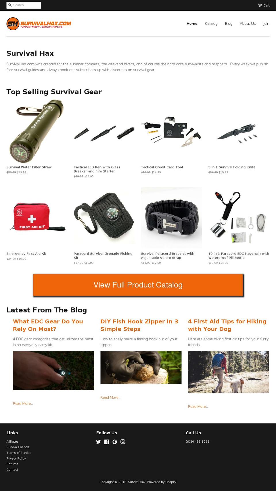 survivalhax.com — Shopify storefront screenshot