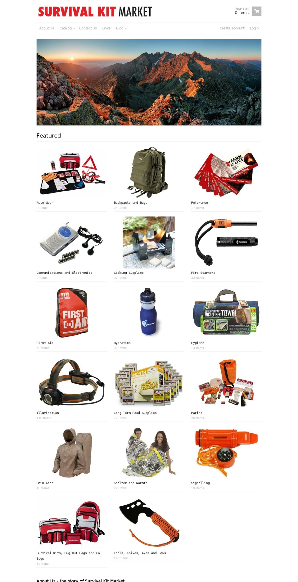 survivalkitmarket.com shopify website screenshot