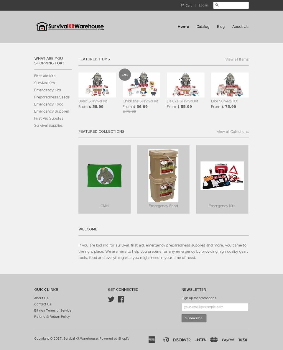 survivalkitwarehouse.com shopify website screenshot