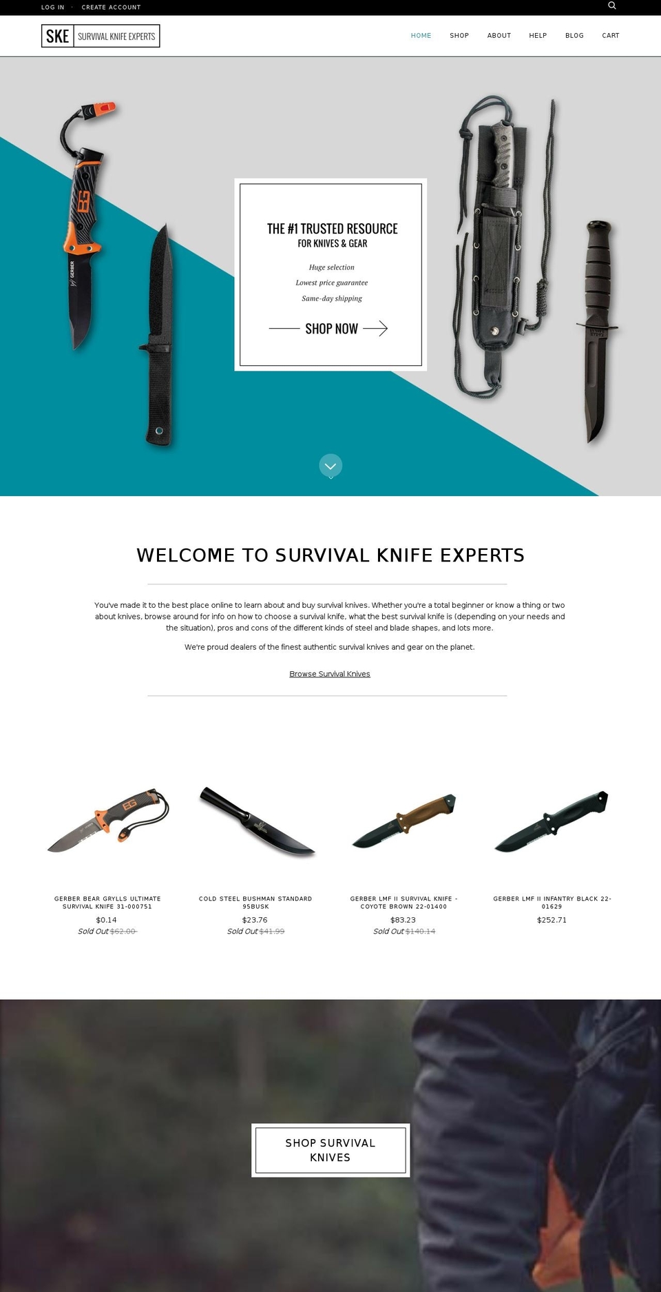survivalknifeexperts.com shopify website screenshot