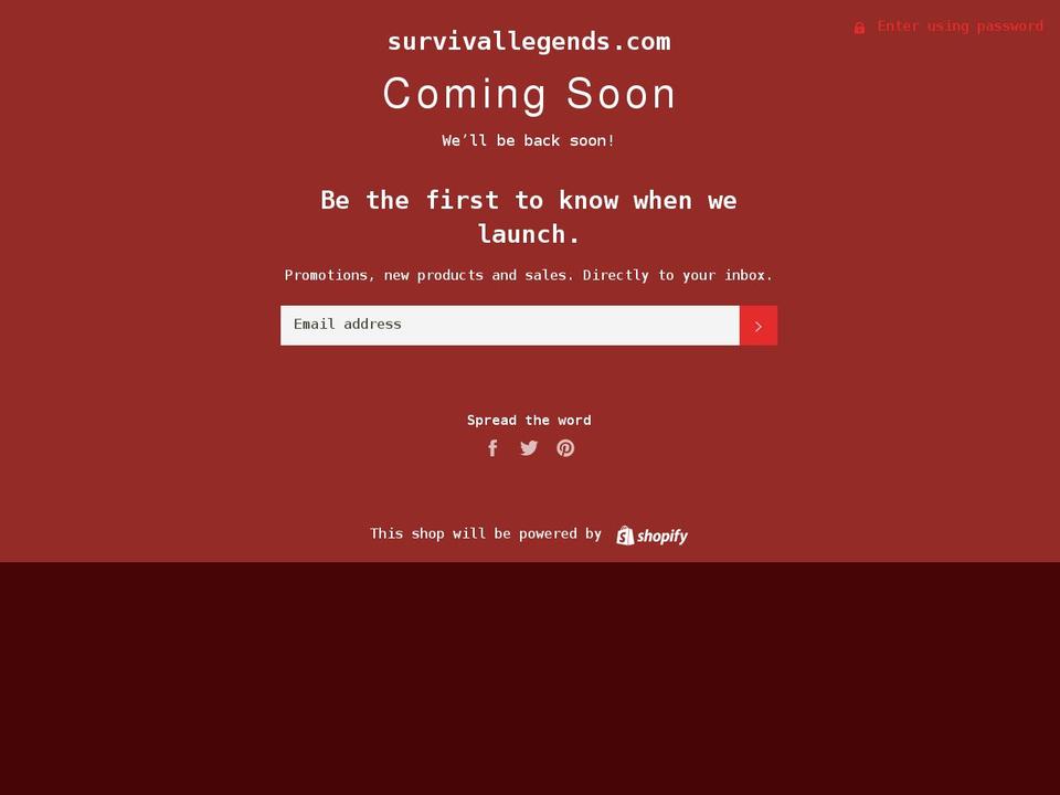 survivallegends.com shopify website screenshot