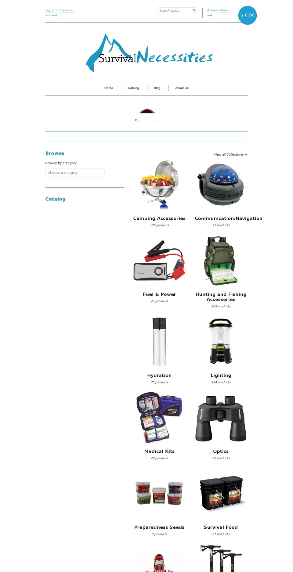 survivalnecessities.com shopify website screenshot