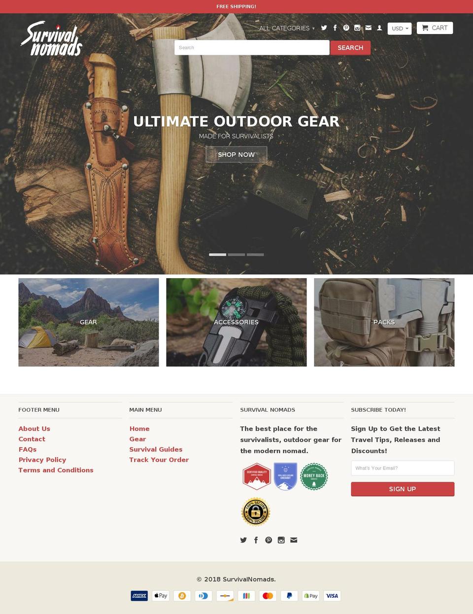 survivalnomads.com shopify website screenshot