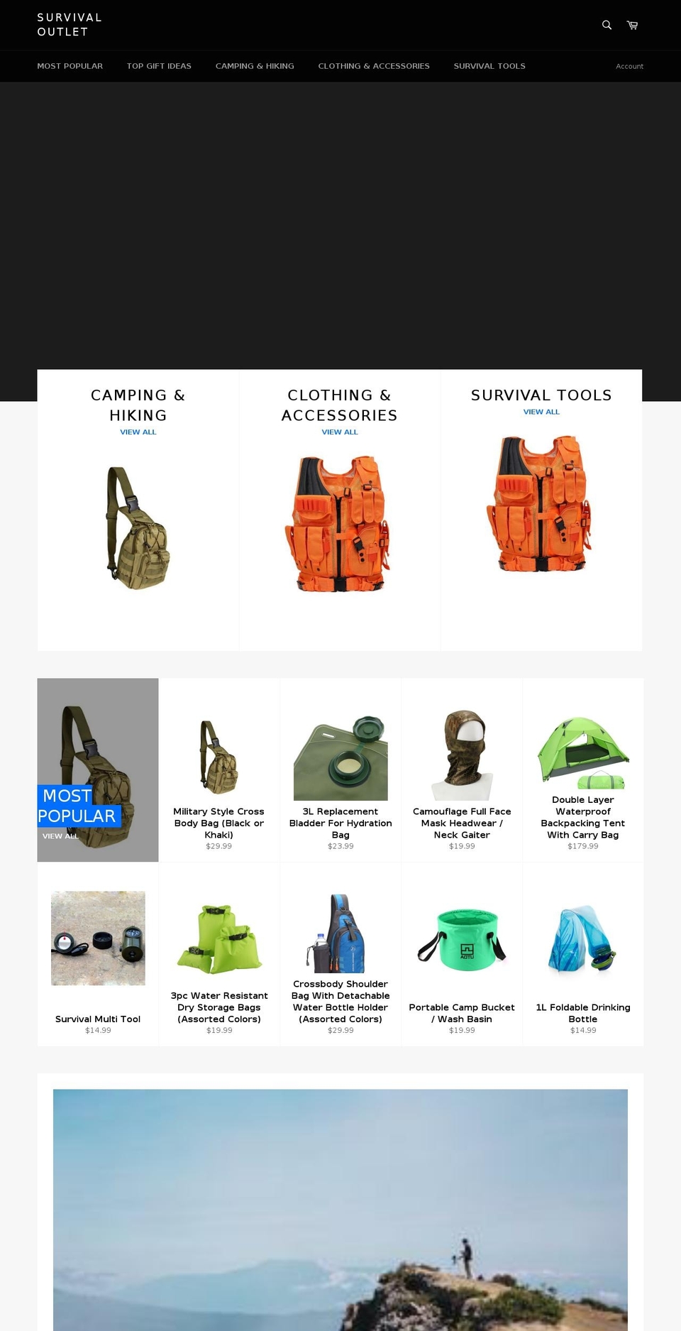 survivaloutlet.com — Shopify storefront screenshot