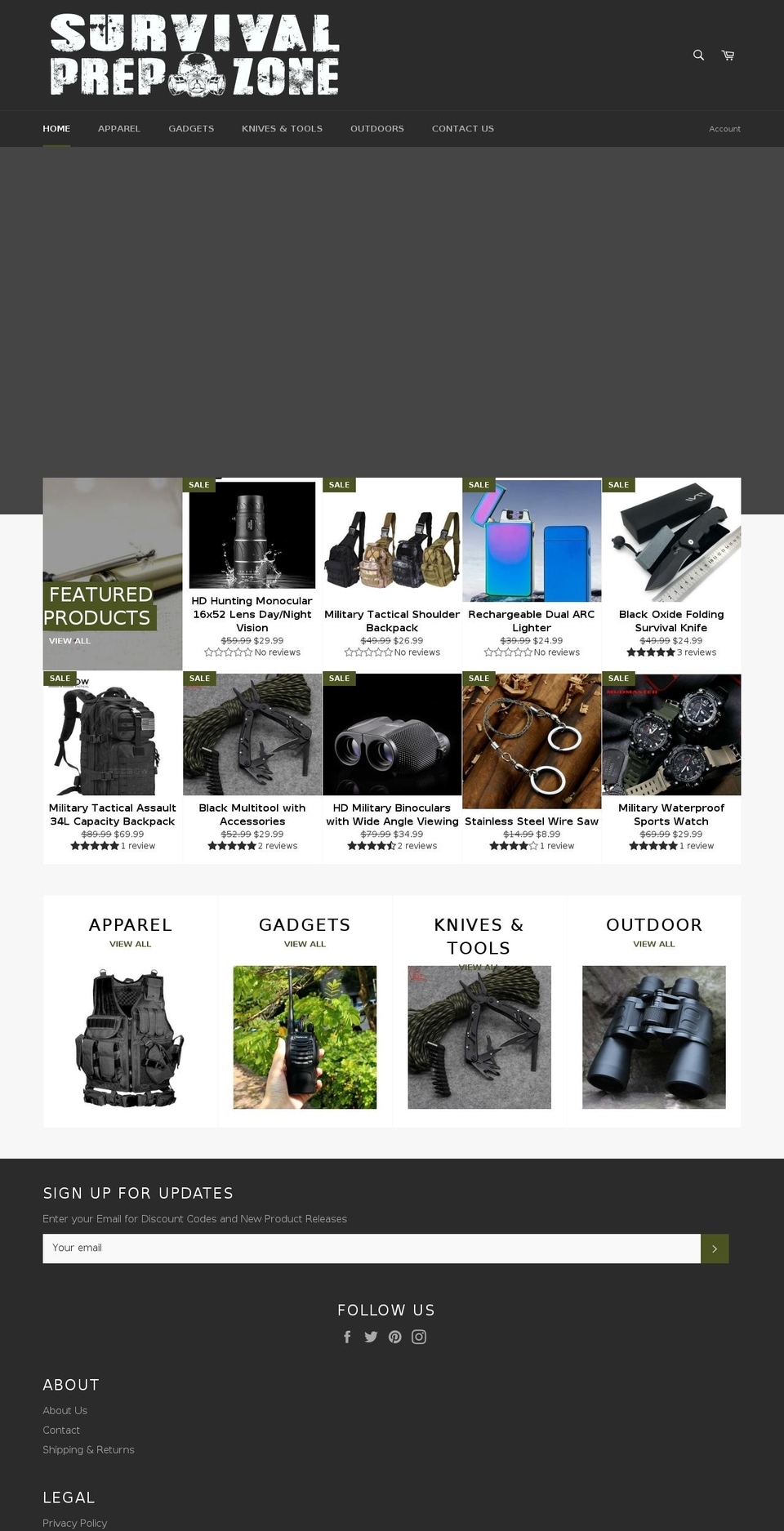 survivalprepzone.com — Shopify storefront screenshot