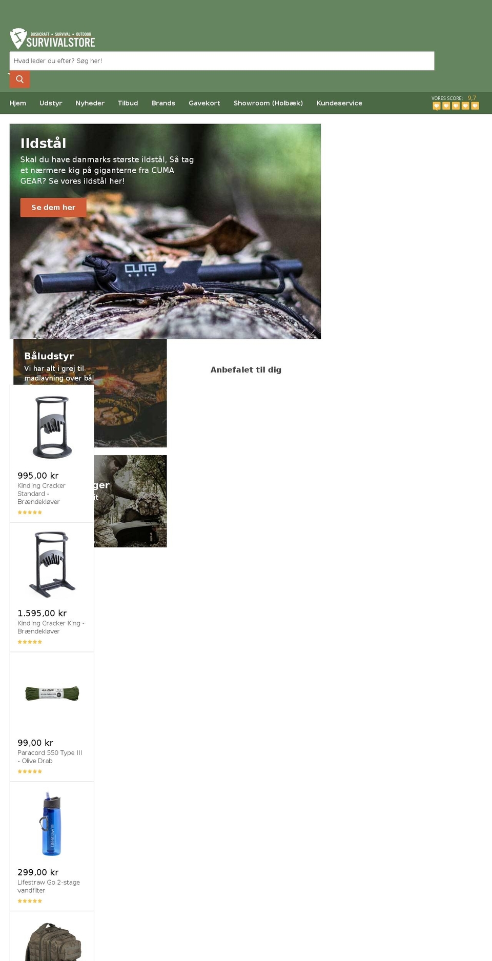 survivalstore.dk shopify website screenshot