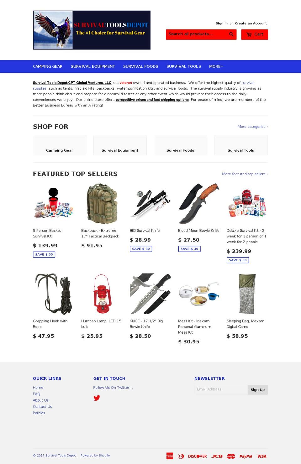 survivaltoolsdepot.com shopify website screenshot
