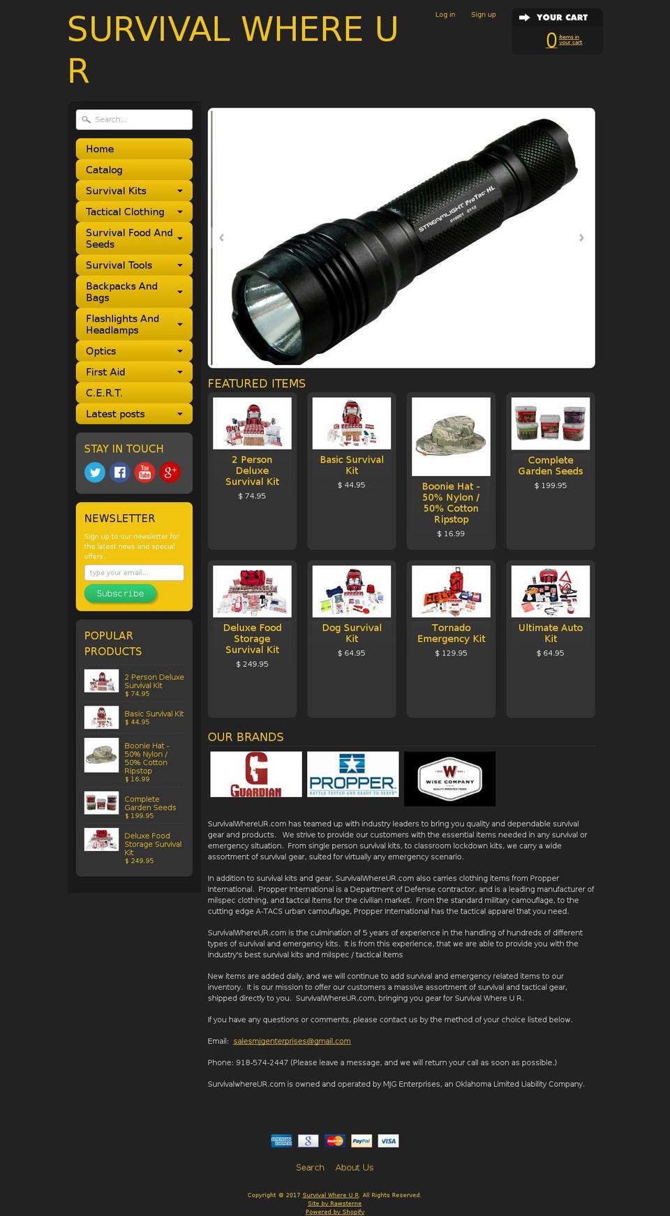 survivalwhereur.com shopify website screenshot