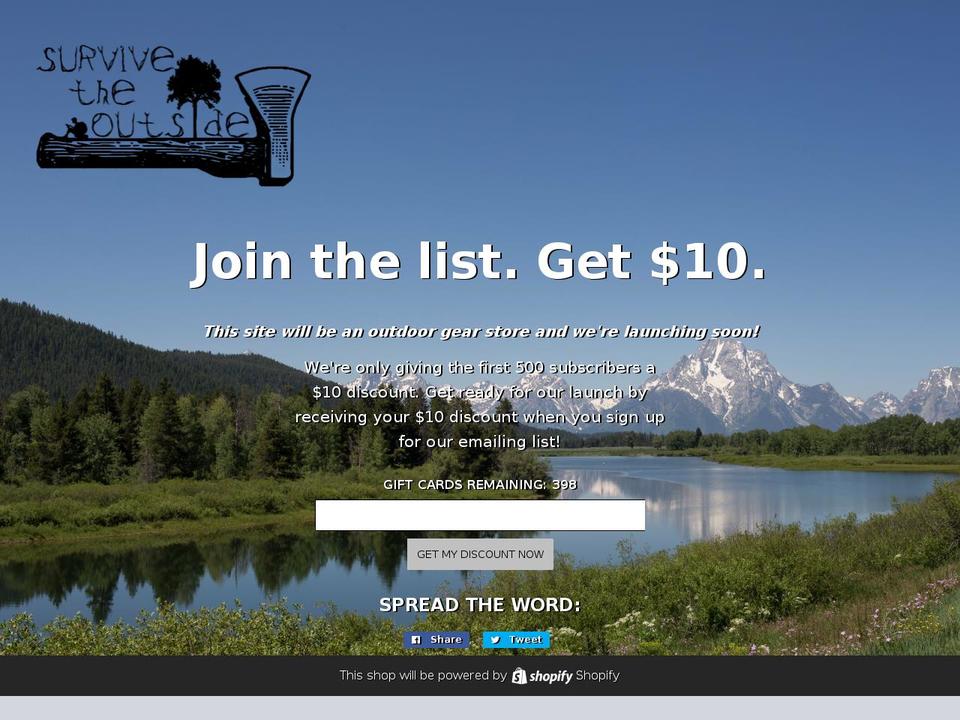 survivetheoutside.com — Shopify storefront screenshot