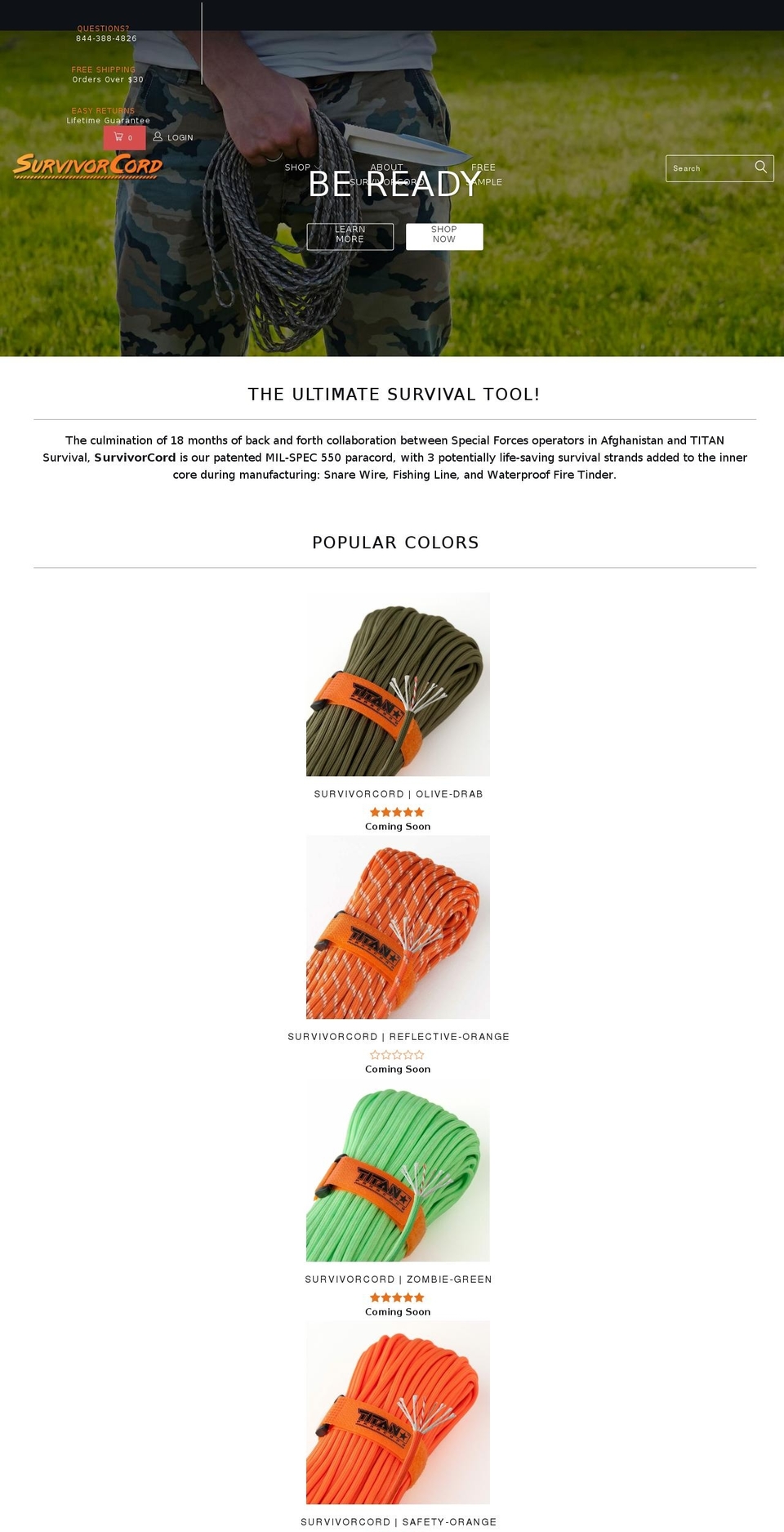 survivorcord.com — Shopify storefront screenshot
