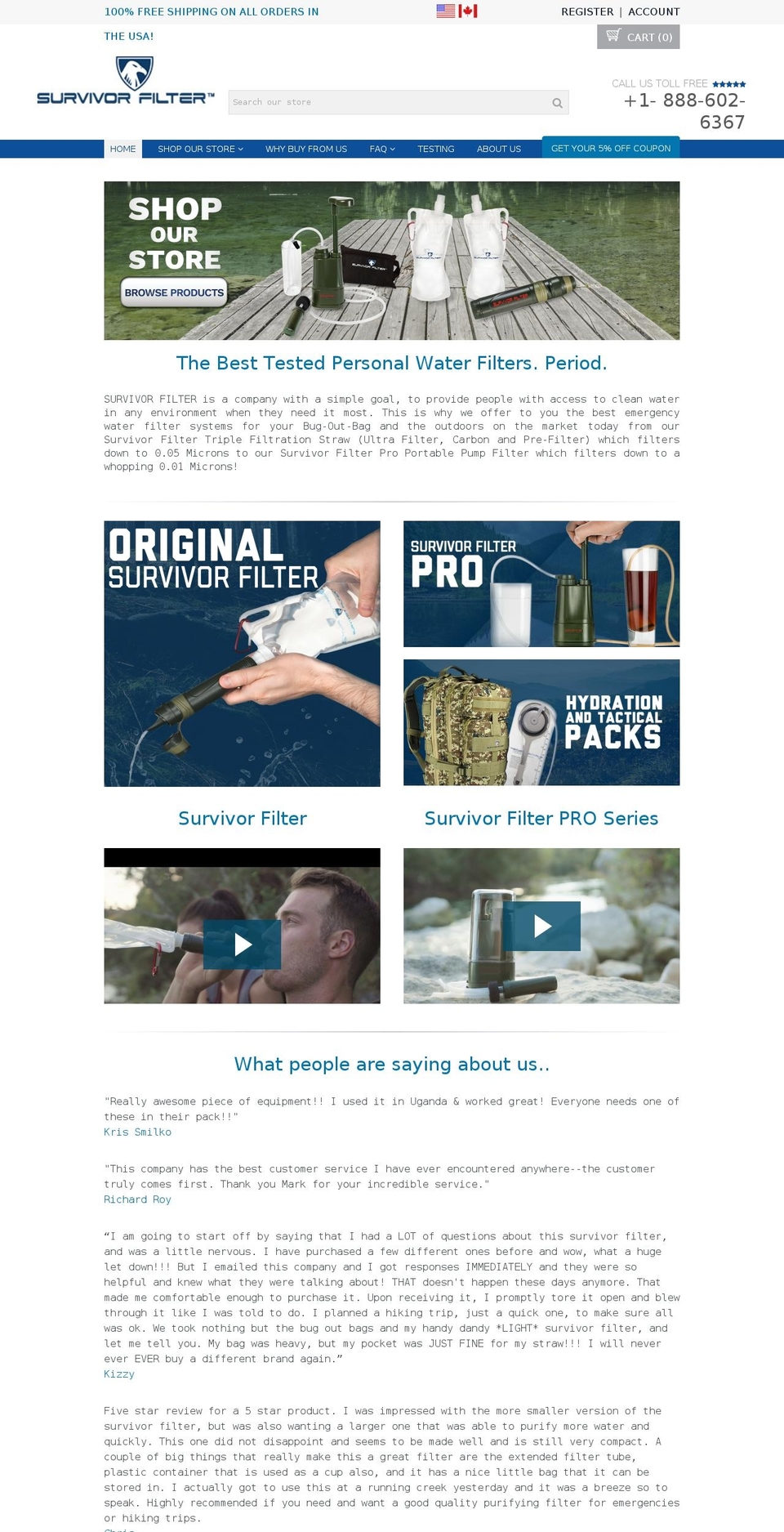 survivorfilter.com shopify website screenshot