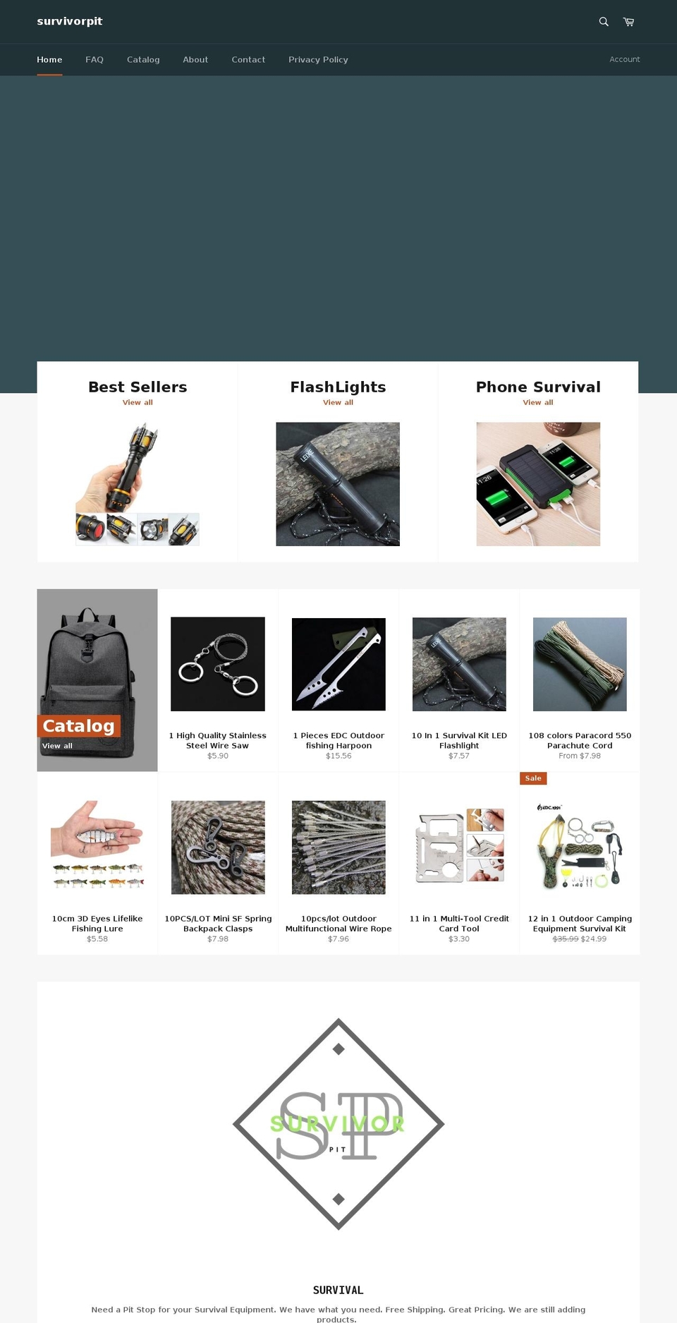 survivorpit.com — Shopify storefront screenshot