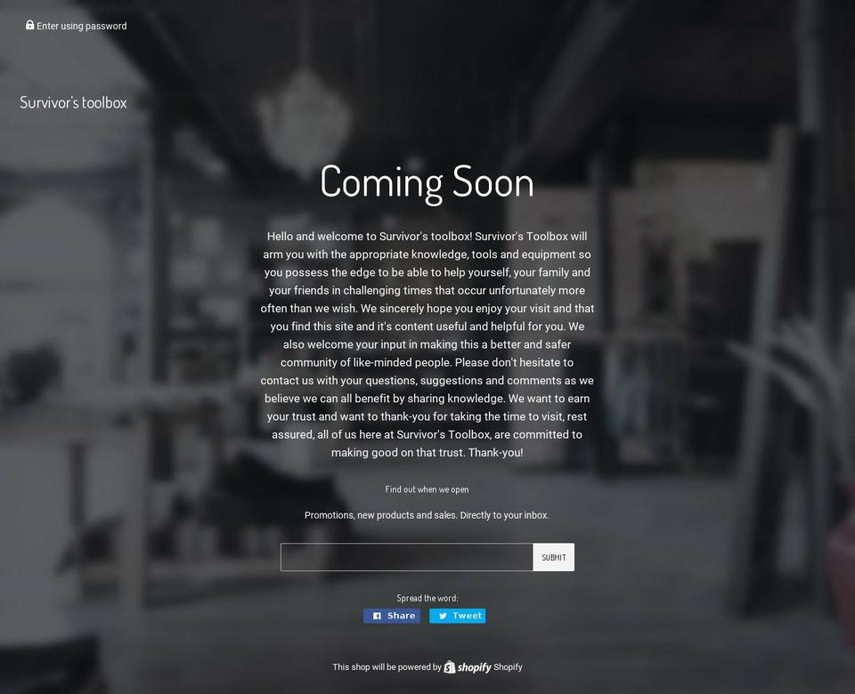 survivortoolbox.com — Shopify storefront screenshot