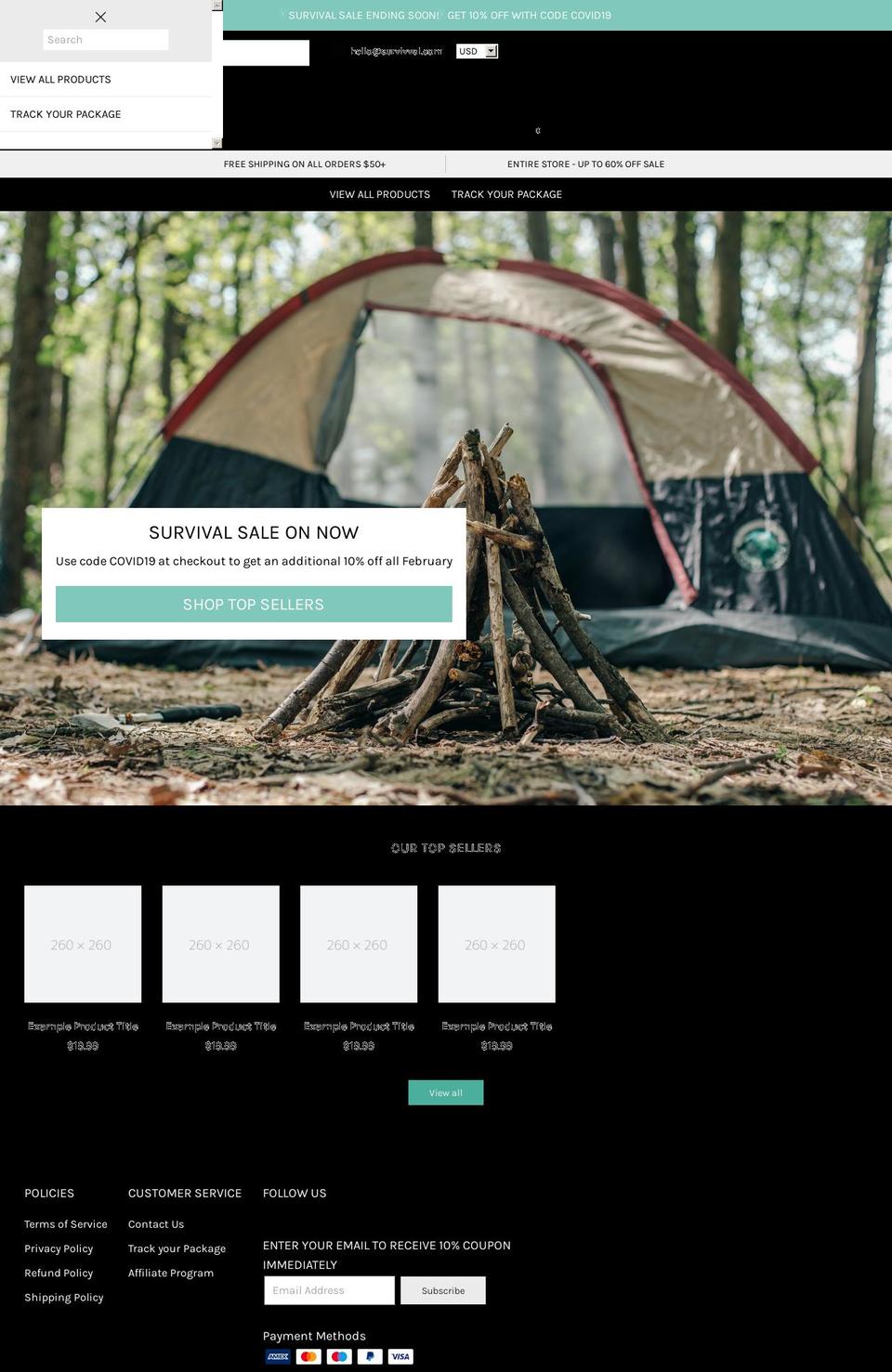 survivval.myshopify.com shopify website screenshot